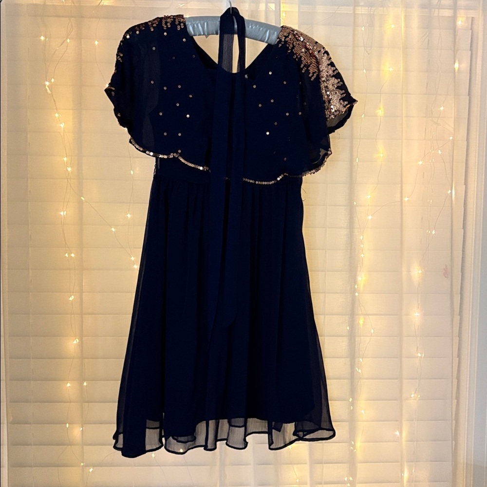Jessica Simpson Navy Kids Dress with Sparkling Accents